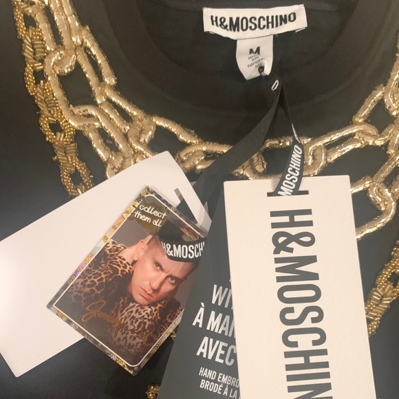 Moschino x H&M Sweater Crop Top Gold Chain Appliqué H&Moschino - Picture 2 of 8